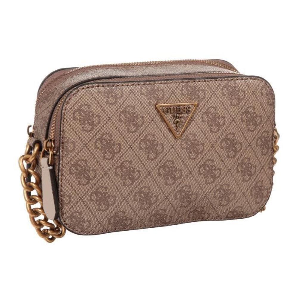 Guess Noelle Latte Polyurethane Handbag for Women — Luxury Warm Beige Designer Bag.